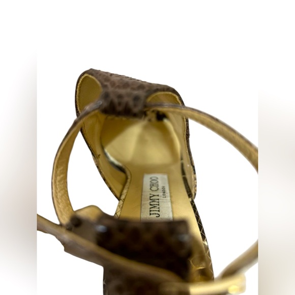 Authentic Jimmy Choo Timbus Snake Print Colorblock Sandals - Picture 7 of 9